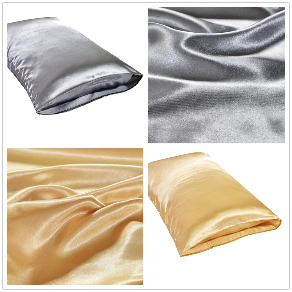 1 piece set of large silk satin pillowcase simple solid color bedding household smooth multicolor satin pillowcase household