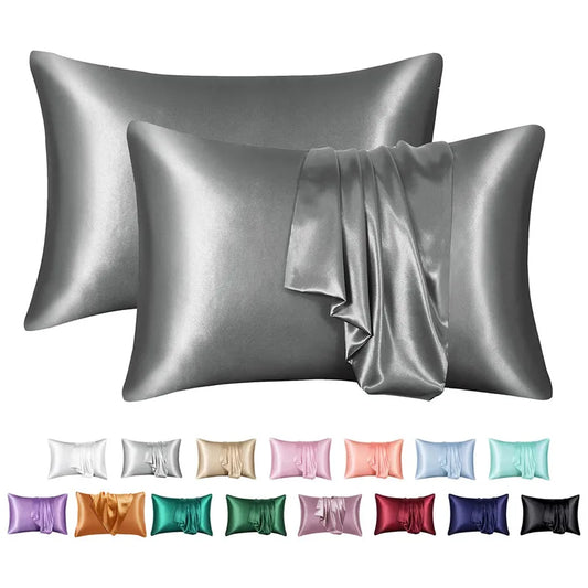 1/2pcs Satin Pillowcase Solid Color Bed Pillow Covers Hair Beauty Skin Care Pillowcase Home Decor Comfortable Pillow Case