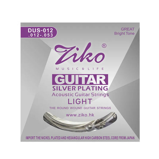 ZIKO DUS 010 011 012 Acoustic Guitar Strings Hexagon Carbon Steel Core Silver Plating Musical Instruments Accessories Parts